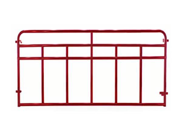 A red feeder panel BFP-2 composed of vertical and horizontal bars as well as round top corners