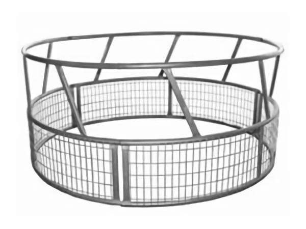 A round galvanized bale feeder RBF-4 with wire mesh hay saver and slanted bars