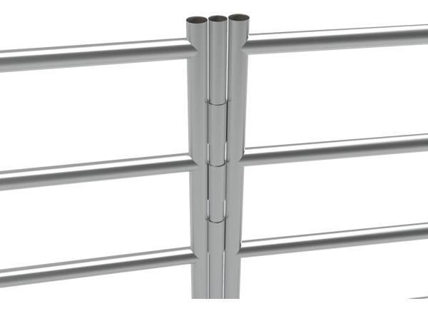 Two panels are connected with steel rod.